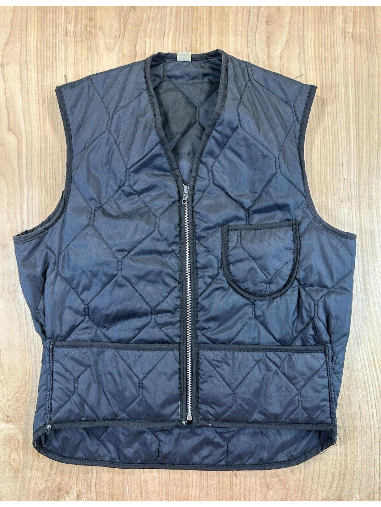 Vintage 70s Work Wear Quilted Zip Up Vest Three Pockets Made In Usa Medium
